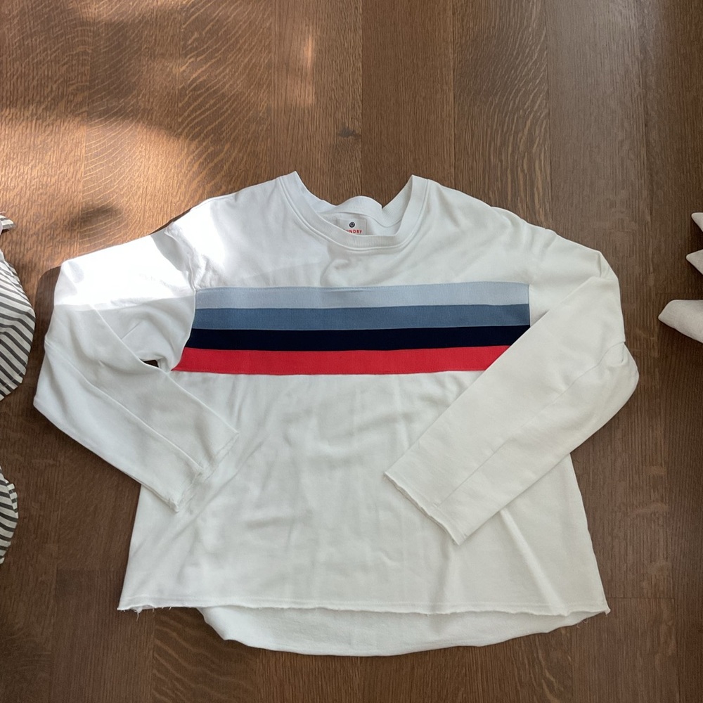 White Long Sleeve Shirt with Striped Design